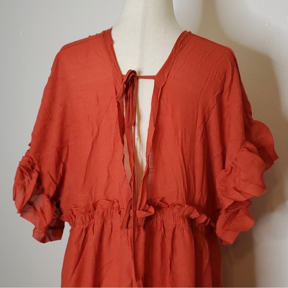Sands Ruffled Beach Wear Maxi Coverup Dress Size Large - Picture 15 of 16
